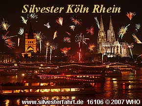 Silvester Köln am Rhein, Silvesterparty auf dem Schiff und Silvesterfeuerwerk